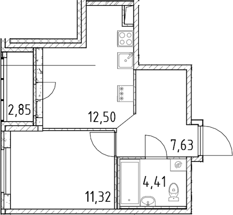 1-комнатная квартира 35.86 м², 9/18 эт., ЖК «Город Первых»